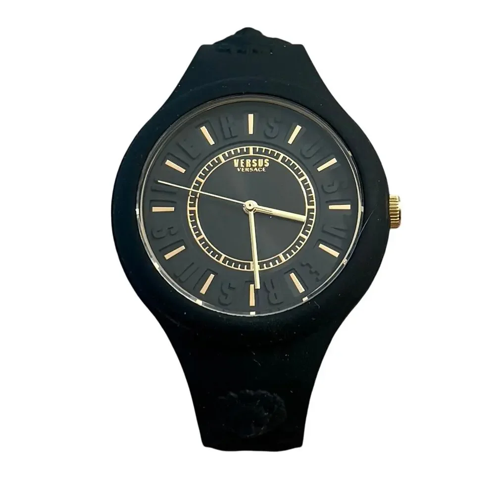 Versace Versus Fire Island Watch Silicone Stainless Steel Analog Women's Black